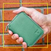 Rich Smith Mini Fermuarlı Cüzdan Hakiki Gerçek Deri 10607 Mat Su Yeşili - 1