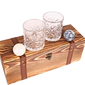 Perlotus 2’li Kristal Viski Bardağı Küre Mermer Viski Taşı Seti Sandıkta Yeniyıl Hediyesi - 6