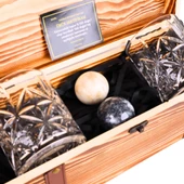 Perlotus 2’li Kristal Viski Bardağı Küre Mermer Viski Taşı Seti Sandıkta Yeniyıl Hediyesi - 4