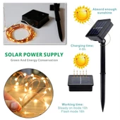 Schulzz Solar Güneş 12 Metre 100 Led Enerjili Dış Bahçe Aydınlatma Su Geçirmez Led - 2