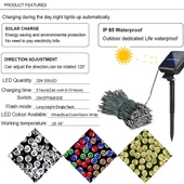 Solar Güneş Enerjili Dış Bahçe 8 Modlu 20Metre 200 Led Aydınlatma - 2