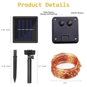 Schulzz Solar Güneş 12 Metre 100 Led Enerjili Dış Bahçe Aydınlatma Su Geçirmez Led - 5