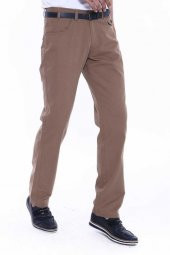 Wessi Erkek Cep Kapaklı Slim Fit Desensiz Süet Pantolon - 7
