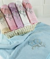 BEGENALHOME Zara 3D Kadife Saçaklı 6lı El ve Yüz Havlu Seti 50 x 90 cm Pamuklu - 2