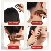 Ahşap Sandal Ağacı Gugu Masaj Yüz Masaj Gua Sha Saç Tarağı Model 1 thumbnail 4