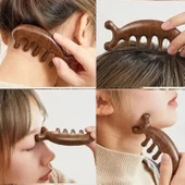 Ahşap Sandal Ağacı Gugu Masaj Yüz Masaj Gua Sha Saç Tarağı Model 3 thumbnail 4