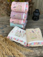 BEGENALHOME Flora Light Kafes Nakışlı 6lı El ve Yüz Havlu Seti 50 x 90 cm Pamuklu - 1