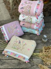 BEGENALHOME Flora Light Kafes Nakışlı 6lı El ve Yüz Havlu Seti 50 x 90 cm Pamuklu - 2