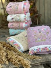 BEGENALHOME Flora Light Kafes Nakışlı 6lı El ve Yüz Havlu Seti 50 x 90 cm Pamuklu - 3