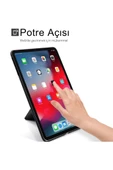 iPad Air 4 10.9 inç Uyumlu Renkli Karbon Trifolding Kalem Bölmeli Tablet Kılıfı thumbnail 5