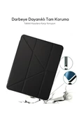 iPad Air 5 (2022) Uyumlu Renkli Karbon Trifolding Kalem Bölmeli Tablet Kılıfı thumbnail 10