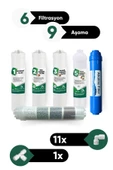 Su Arıtma 6 Filtre 9 Aşama Alkalin Filtre Takımı 6 Filtre 9 Aşama Mineral Filtre Seti Membransız - 1