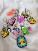 Anahtarlık 12 Adet Sevimli Aslan Kurbağa Ahtapot Balık Kedi Öğrenci Okul Araba Çanta Cüzdan Süsü 17336 - 3