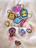 Anahtarlık 12 Adet Sevimli Aslan Fil Ahtapot İnek Horoz Öğrenci Okul Araba Çanta Cüzdan Süsü - 1