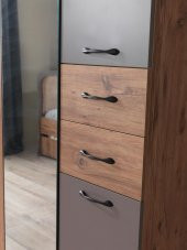 Aynalı 3 Kapılı 2 Çekmeceli Gardırop Elbise Dolabı 130x50x210cm - 2