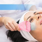 Ice Roller Gua Sha Tırtıklı Yüz Masaj Aparatı Pembe Renk thumbnail 4