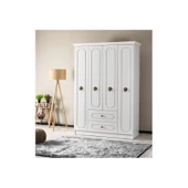 İpek Mobilya 4 Kapılı Kapaklı Dolap 140cm Beyaz (Montaj ve Kurulum ÜCRETSİZDİR) - 1