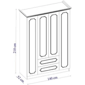 İpek Mobilya 4 Kapılı Kapaklı Dolap 140cm Beyaz (Montaj ve Kurulum ÜCRETSİZDİR) - 4