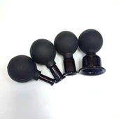 Silikon Vakumlu Cam Yüz Masaj Kupası 4'lü Set Full Siyah thumbnail 2