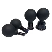 Silikon Vakumlu Cam Yüz Masaj Kupası 4'lü Set Full Siyah thumbnail 3