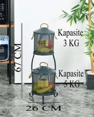 Metal Patates Soğan Kovası 2 Katlı Fileli Antrasit Renk thumbnail 3