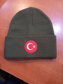 koyu yeşil bayraklı bere unisex model standart beden - 3