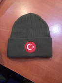 koyu yeşil bayraklı bere unisex model standart beden - 1