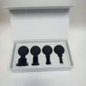 Silikon Vakumlu Cam Yüz Masaj Kupası 4'lü Set Full Siyah - 1