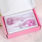 Face İce Roller Gua Sha Çiftli Yüz Buz Masaj Topu Pembe Renk - 1