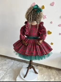 Tartan Ekose Elbise, Kızlar İçin Noel Elbiseleri, Tatil Kız Elbisesi, Kırmızı Noel Partisi Kıyafeti, Ekose Volanlı Elbise, Küçük Çocuk Noel Elbisesi - 1
