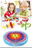 Domino Oyunu Eğitici 200 Parça 1 Paket 200 lü Ahşap Renkli Domino Taşı Akıl Zeka Mantık ve Strateji Oyunu Okul Öncesi - 5