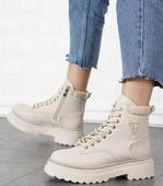 Potinonline K35 Kadın Kalın Taban Sim Detay Kısa Postal Bot - 1