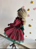 Tartan Ekose Elbise, Kızlar İçin Noel Elbiseleri, Tatil Kız Elbisesi, Kırmızı Noel Partisi Kıyafeti, Ekose Volanlı Elbise, Küçük Çocuk Noel Elbisesi - 10