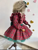 Tartan Ekose Elbise, Kızlar İçin Noel Elbiseleri, Tatil Kız Elbisesi, Kırmızı Noel Partisi Kıyafeti, Ekose Volanlı Elbise, Küçük Çocuk Noel Elbisesi - 7