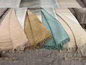 Özdilek Pamuklu Dizüstü Tv Battaniye (130x170)-Striped camel ( kahve ) - 2