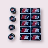 AUDI S LOGOLU 4 ADET SİBOP KAPAK VE 10 ADET S LOGOLU STICKER  (1.8 CM X 1.1.CM) - 1