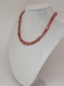 Parlayan Yıldızlar Serisi Çilek Kuvars Taşı Tasarım Kolye thumbnail 5