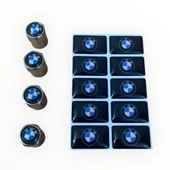 BMW LOGOLU 4 ADET SİBOP KAPAK VE 10 ADET BMW LOGOLU STICKER  (1.8 CM X 1.1.CM) - 2