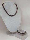 Parlayan Yıldızlar Serisi Dumanlı Kuvars Taşı Kolye & Bileklik Seti thumbnail 2