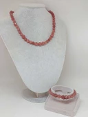 Parlayan Yıldızlar Serisi Çilek Kuvars Taşı Kolye & Bileklik Seti thumbnail 2