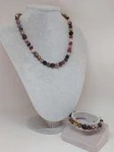 Parlayan Yıldızlar Serisi Turmalin Taşı Karışık Renkler Kolye & Bileklik Seti thumbnail 2