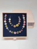 Parlayan Yıldızlar Serisi Turmalin Taşı Karışık Renkler Kolye & Bileklik Seti thumbnail 6