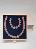 Parlayan Yıldızlar Serisi Çilek Kuvars Taşı Kolye & Bileklik Seti thumbnail 6