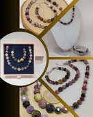 Parlayan Yıldızlar Serisi Turmalin Taşı Karışık Renkler Kolye & Bileklik Seti thumbnail 1