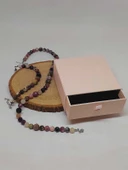 Parlayan Yıldızlar Serisi Turmalin Taşı Karışık Renkler Kolye & Bileklik Seti thumbnail 3