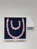 Parlayan Yıldızlar Serisi Pembe Kuvars Taşı Kolye & Bileklik Seti thumbnail 6