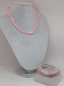 Parlayan Yıldızlar Serisi Pembe Kuvars Taşı Kolye & Bileklik Seti thumbnail 2