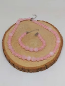 Parlayan Yıldızlar Serisi Pembe Kuvars Taşı Kolye & Bileklik Seti thumbnail 7