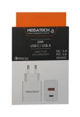 Megatech 20w Beyaz USB-C USB-A  Şarj Kafa QC:3.0-PD:3.0 - 1