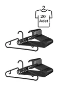 Mithra Life 20 Adet Plastik Siyah Elbise Gömlek Pantolon Askısı MIT1129 - 1